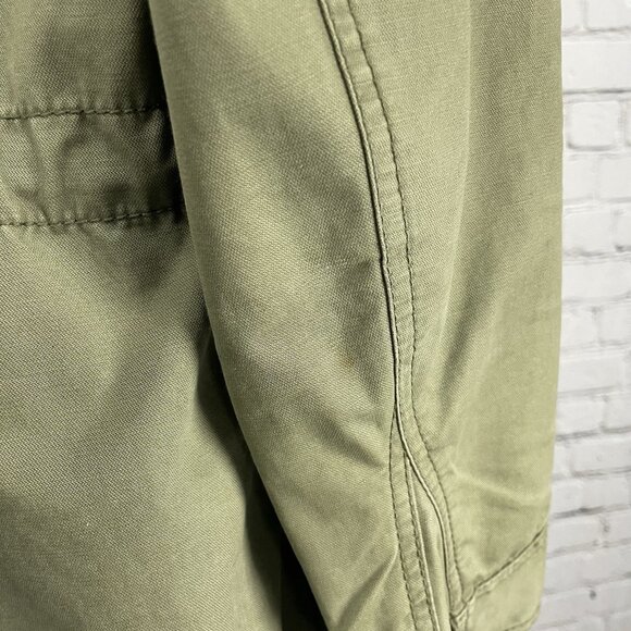 Madewell Green Cotton Button Up Army Jacket Collar Snap Pockets Size Small S - Picture 8 of 16